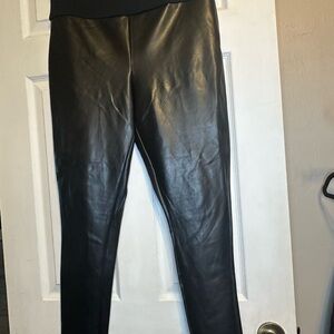 Assets Faux Leather Leggings High Waist Pull On Pants Black 1X